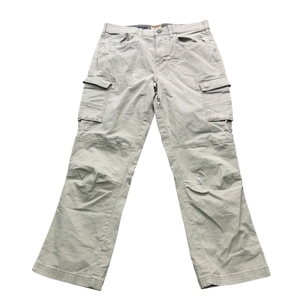RedHead Cargo Pants Mens 33x30 Gray Stretch Articulated Knee Workwear Denim